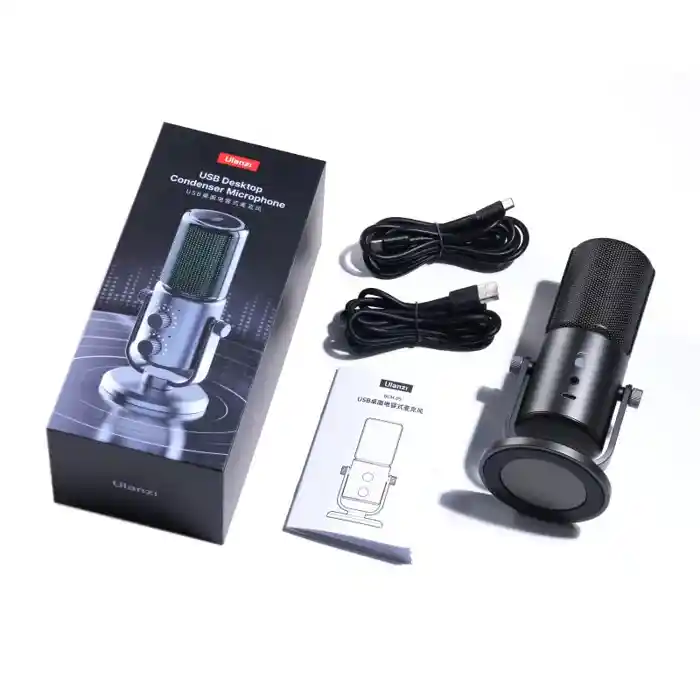 Ulanzi DCM-05 RGB Noise Cancelling Condenser Microphone with Cardioid Polar Pattern USB Type-C Interface for Gaming, Voice Recording, Podcasting, Conferencing, and Live Streaming